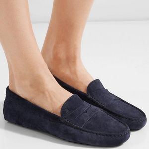 Tod's Gommino navy suede loafers size 38.5